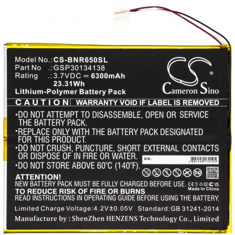 Batterie tablette barnes noble bntv650