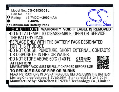 Batterie telephone cubot x6
